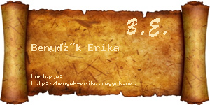 Benyák Erika névjegykártya